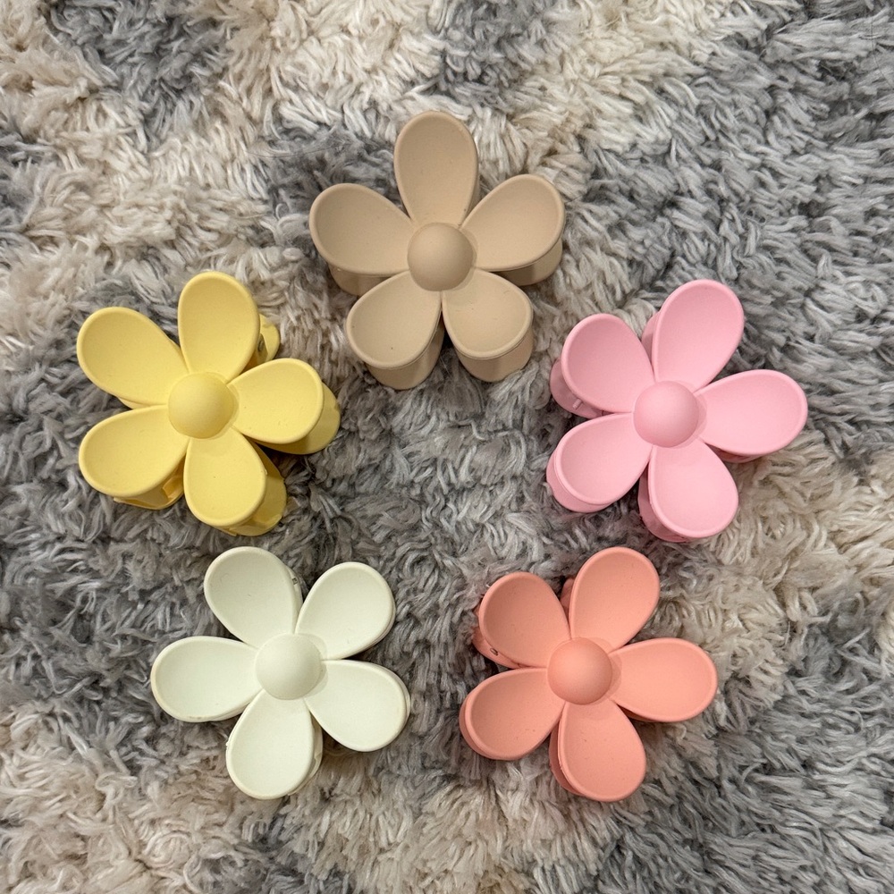 Set of 5 Flower Hair Clips